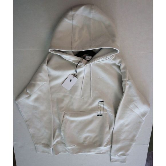 Nike CV0552 030 Mens Sz S Phantom White Solo Swoosh Fleece Hoodie Sweatshirt $90 - Picture 4 of 5